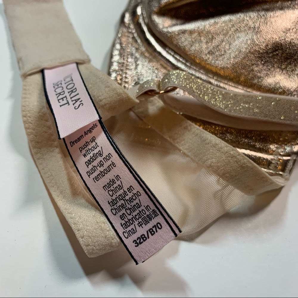 32B Victoria’s Secret Rose Gold faux leather Dream Angel push-up without padding - Picture 12 of 16